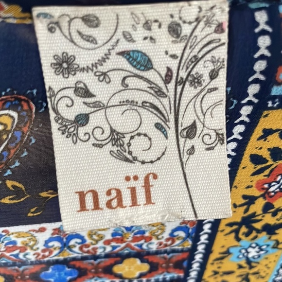 NAÏF Boho Style Women’s Open Front Blue Paisley Kimono Size Medium - Picture 14 of 14